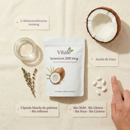 Vitale Selenio 200 mcg — Apoyo para la tiroides y las hormonas