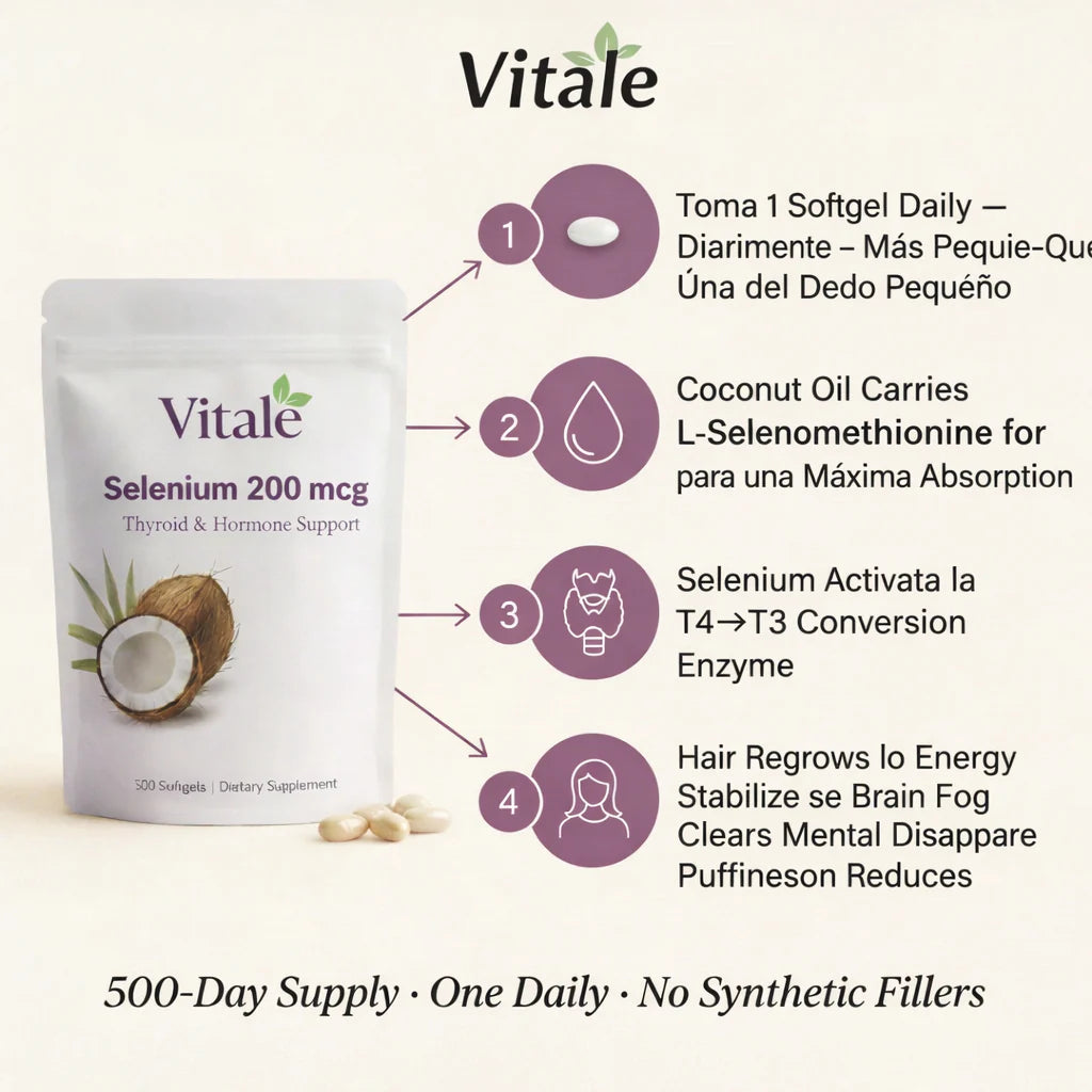 Vitale Selenio 200 mcg — Apoyo para la tiroides y las hormonas