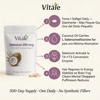 Vitale Selenio 200 mcg — Apoyo para la tiroides y las hormonas